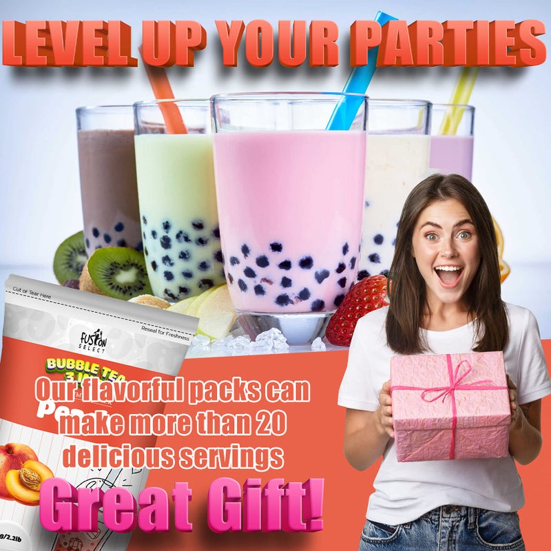 Fusion Select 2.2lb Boba Tea Powder Watermelon Bubble Tea Flavored-3-in-1 Drink Powder with Cream & Sugar - Instant Pre-Mixed Beverage for Hot or Cold Blends or Yummy Frappes - Image 3